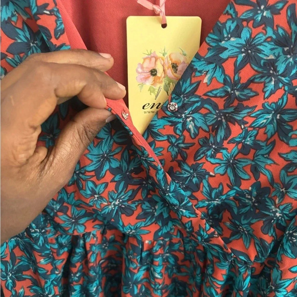 Entro Women's Floral Peplum Blouse M V-Neck Long Sleeve Boho Cottagecore Top - Picture 13 of 13